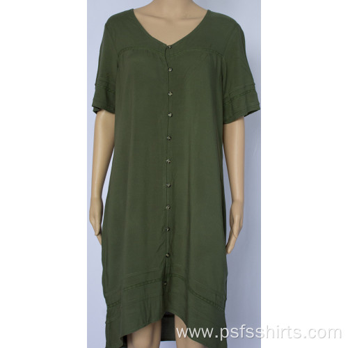 Grass Green Dress with Short Sleeves